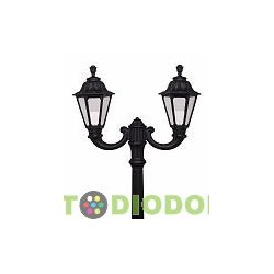 Столб фонарный уличный Fumagalli Ricu Ofir/RUT черный/молочный 2.5м 2xE27 LED-FIL с лампами 800Lm, 2700К