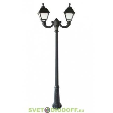 Столб фонарный уличный Fumagalli Ricu Ofir/CEFA 2L черный/прозрачный 2.5м 2xE27 LED-FIL с лампами 800Lm, 4000К